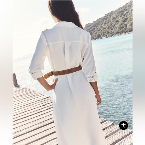 Zara white button down dress. Size M. NWT. Perfect for any occasion No Belt 🤣 - Picture 2 of 7